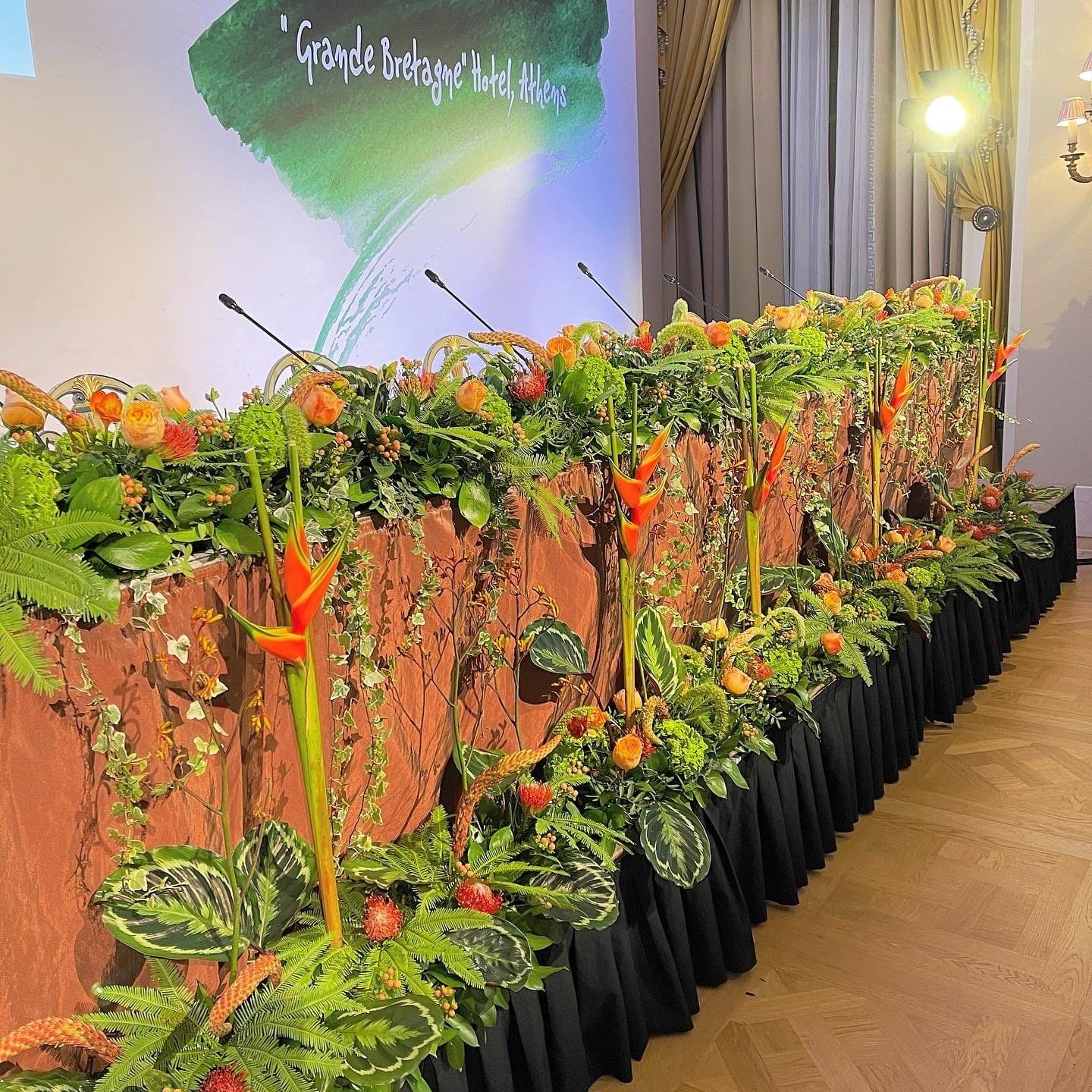 Stage floral installation for an Athens event